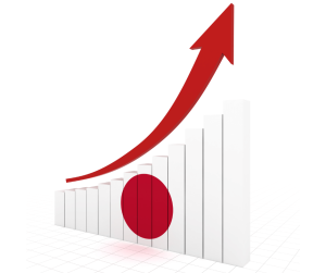日本の経済成長グラフ（国旗で表す）